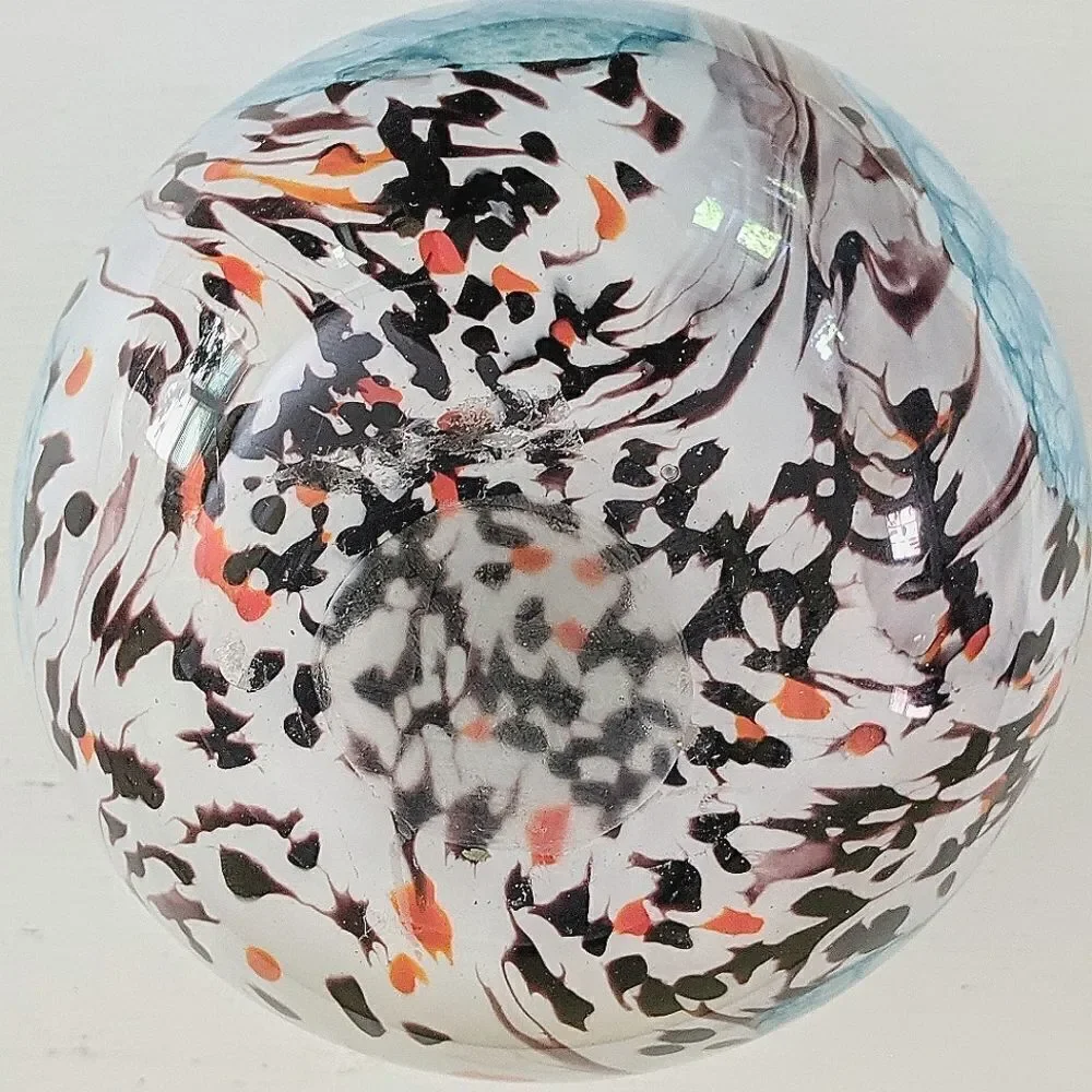 Handmade Blown Glass Short Vase Aqua